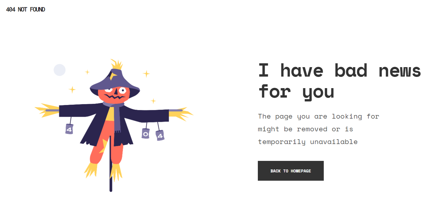 View of the 404 page project.